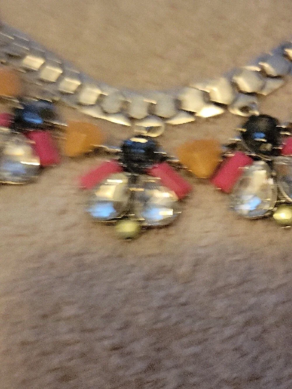 Stella & Dot Gold-Tone Necklace with Pink, Yellow and Black Accents